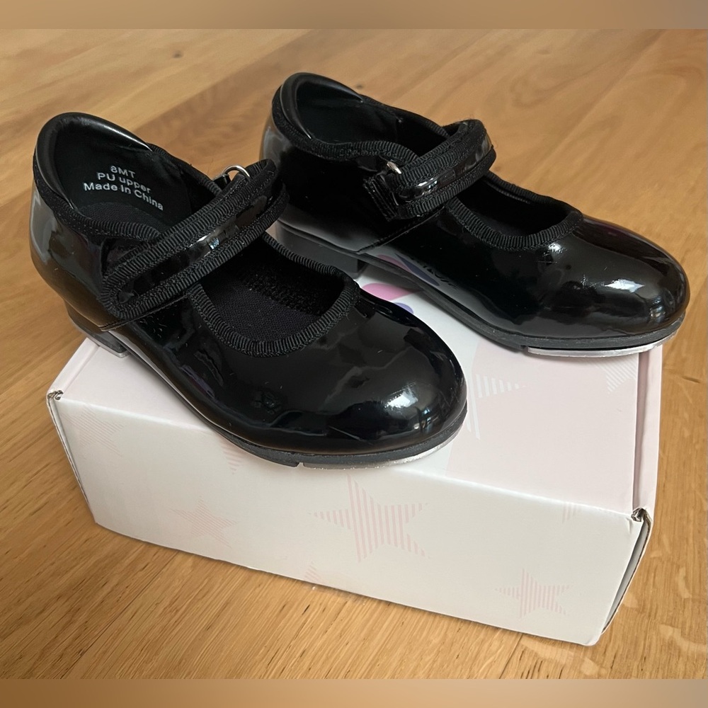 Stelle Patent Leather Black Kids Tap Shoes